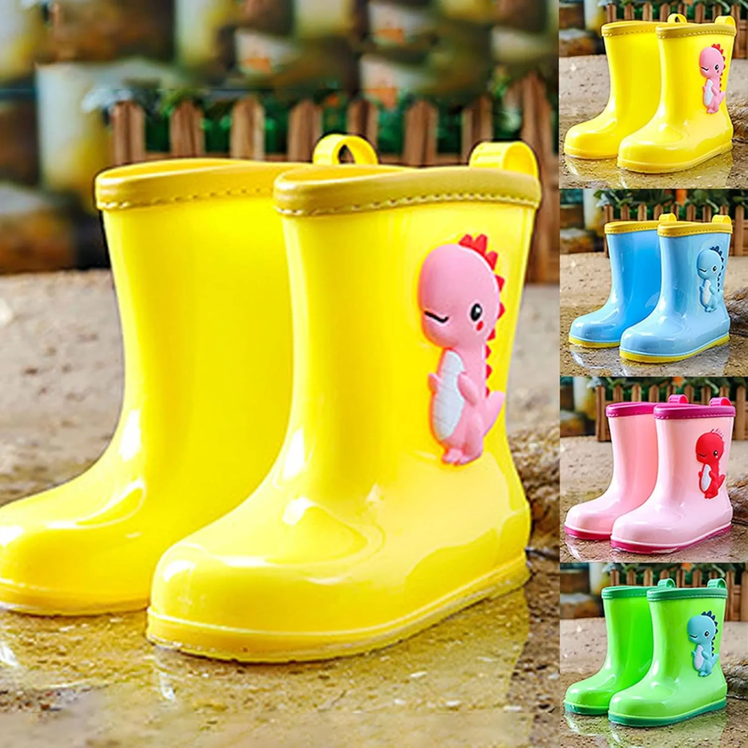 Toddler Kids Children Rain Boots Boys Girls Baby Cartoo𝐧 Animals Waterproo𝐟 Shoes Non Slip Rubber Toddler Snow Boot