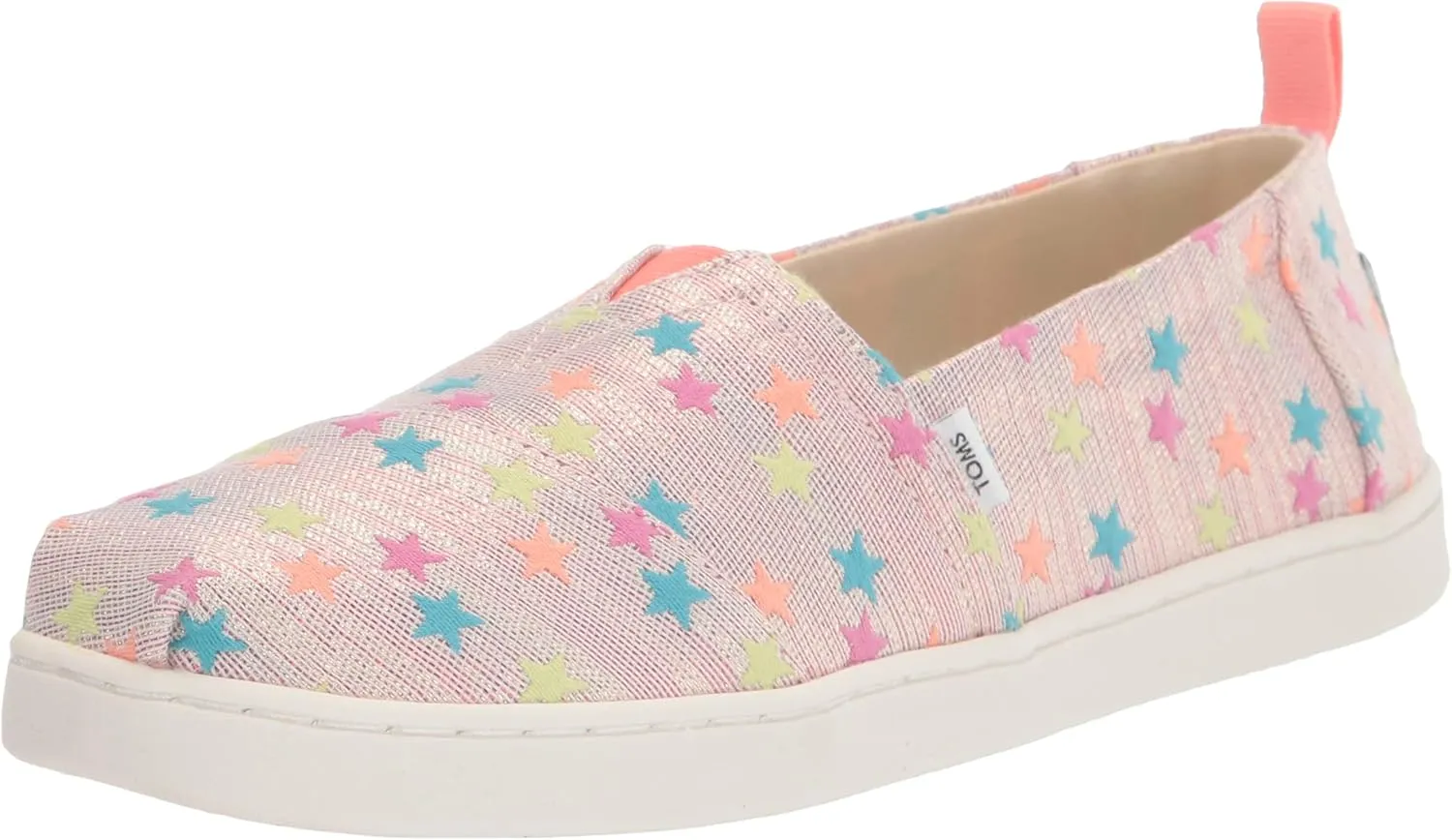 TOMS Girls Alpargata Loafer Flat, Coral Multi, 4 Big Kid