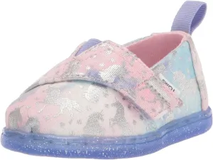 TOMS Unisex-Child Alpargata Loafer Flat, Bright Iris Foil Unicorn Tie Dye Knit