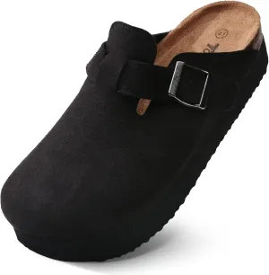 Torotto Womens Clogs Cork Footbed Suede Slippers Arch Support Potato Shoes with Adjustable Buckle
