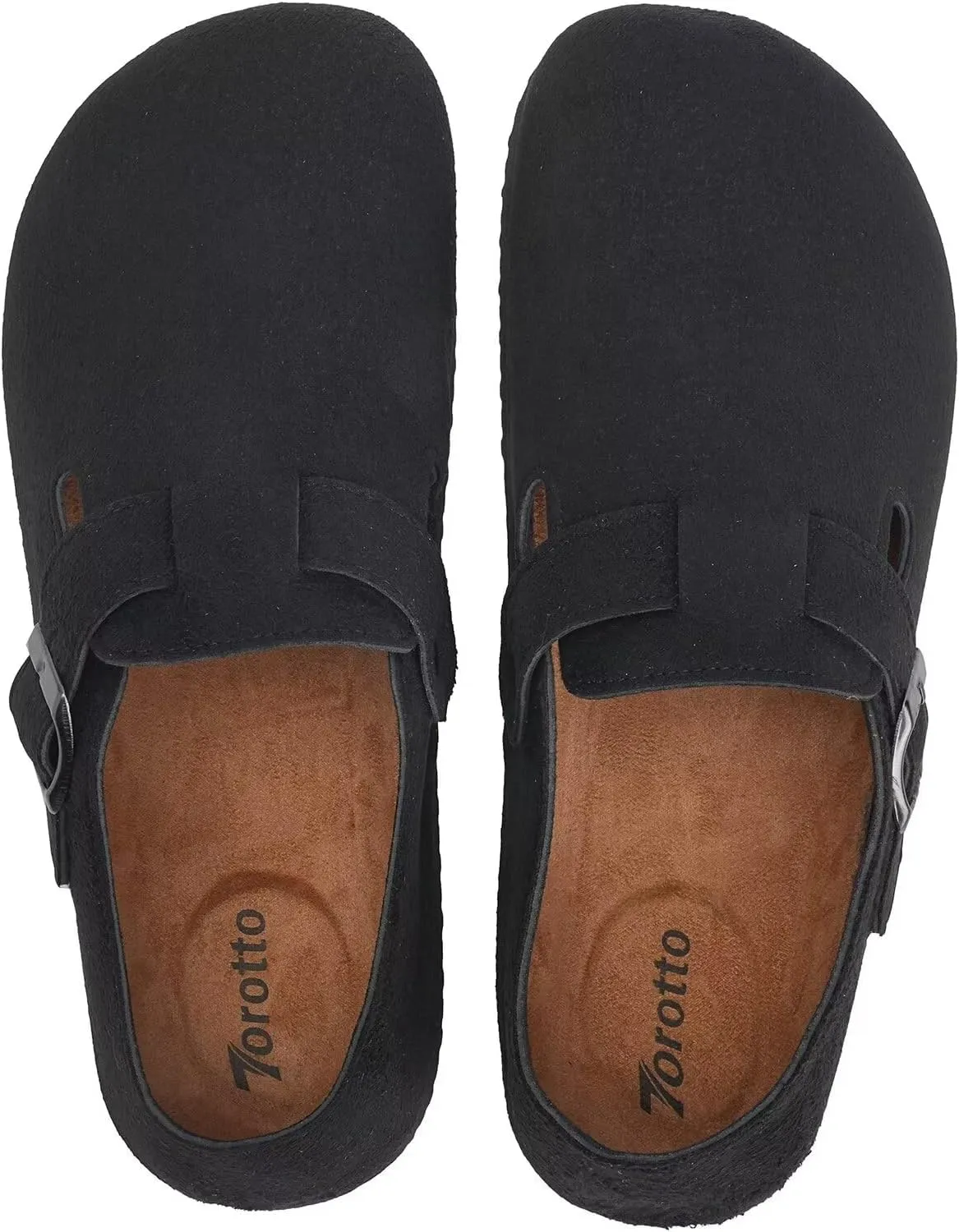 Torotto Womens Clogs Cork Footbed Suede Slippers Arch Support Potato Shoes with Adjustable Buckle