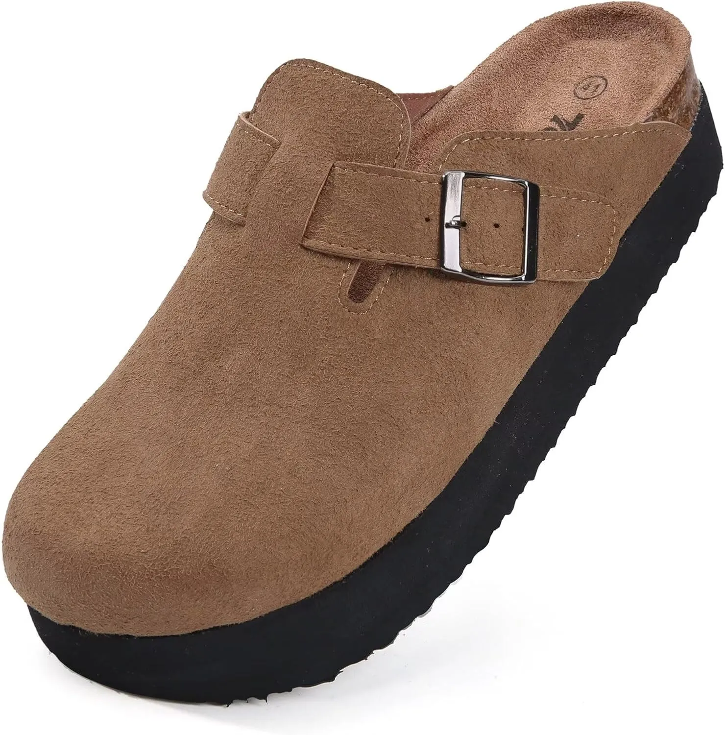 Torotto Womens Clogs Cork Footbed Suede Slippers Arch Support Potato Shoes with Adjustable Buckle