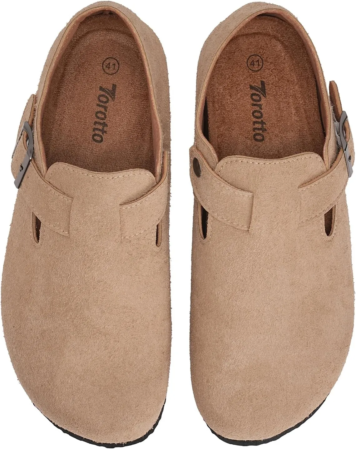 Torotto Womens Clogs Cork Footbed Suede Slippers Arch Support Potato Shoes with Adjustable Buckle