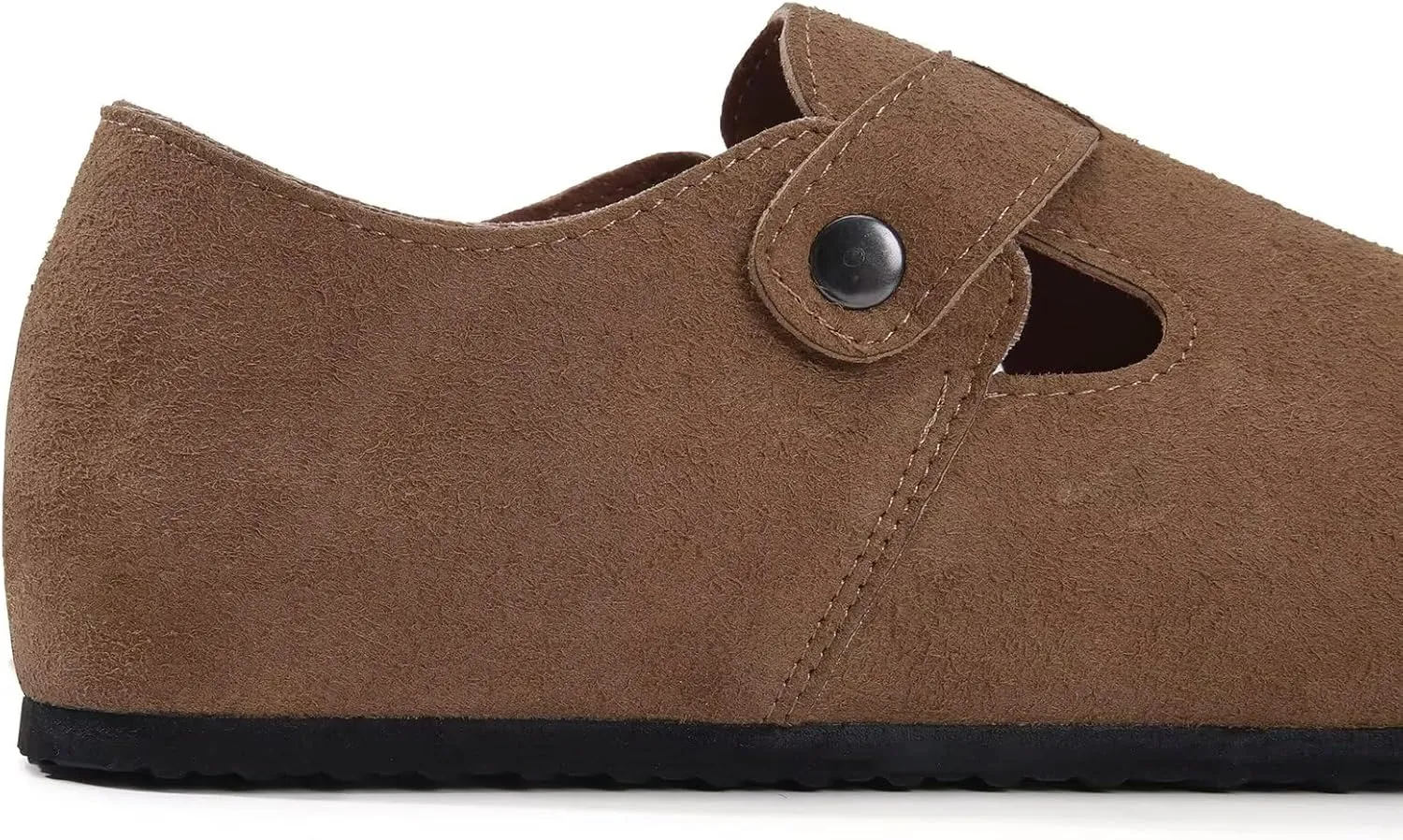 Torotto Womens Clogs Cork Footbed Suede Slippers Arch Support Potato Shoes with Adjustable Buckle