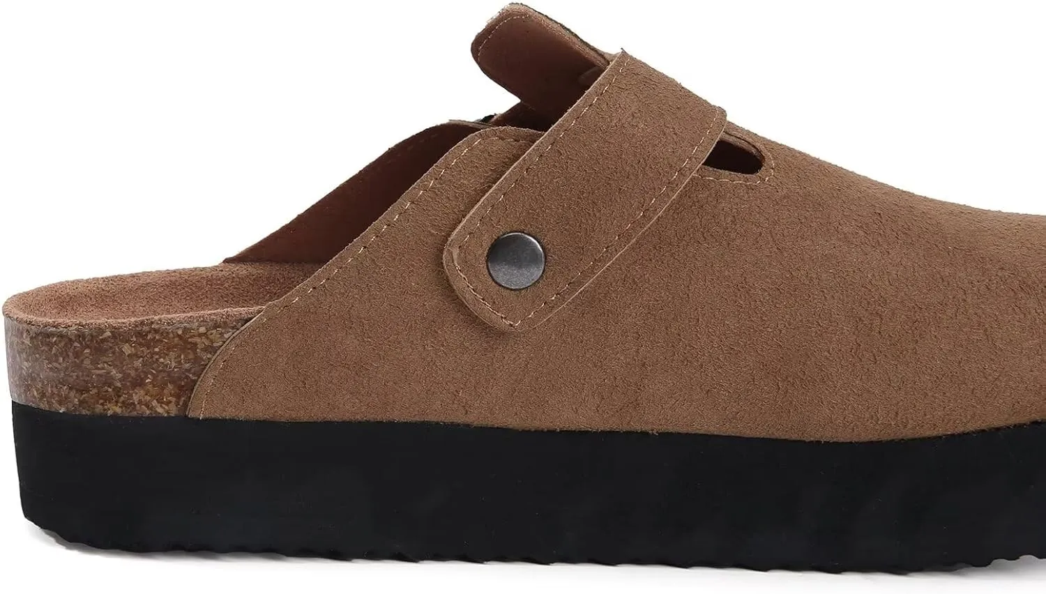 Torotto Womens Clogs Cork Footbed Suede Slippers Arch Support Potato Shoes with Adjustable Buckle