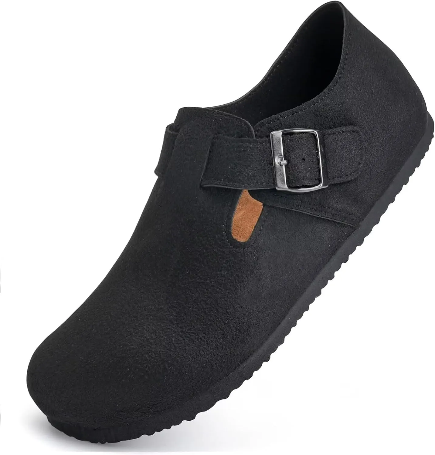 Torotto Womens Clogs Cork Footbed Suede Slippers Arch Support Potato Shoes with Adjustable Buckle