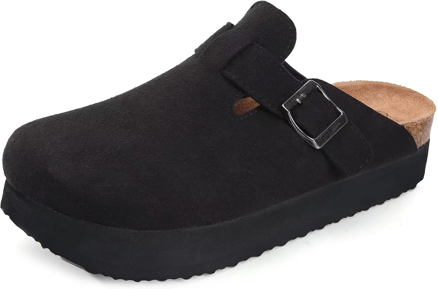 Torotto Womens Clogs Cork Footbed Suede Slippers Arch Support Potato Shoes with Adjustable Buckle