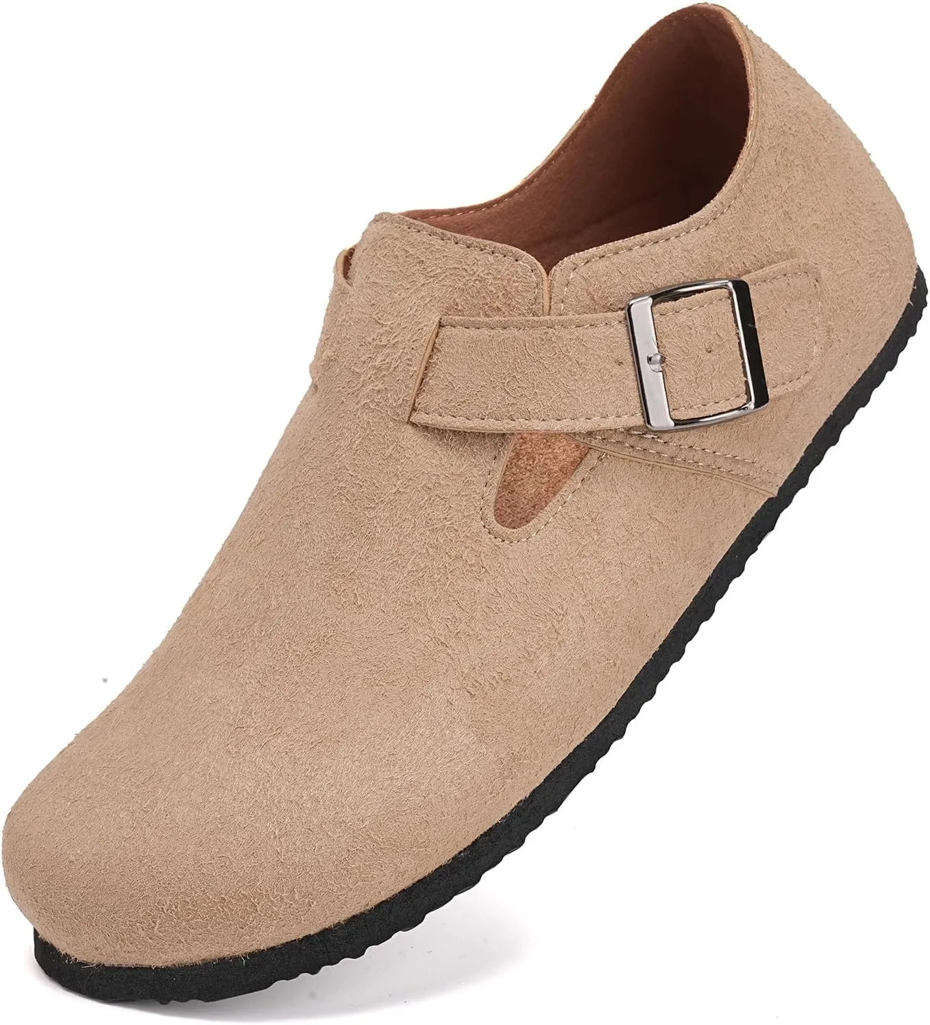 Torotto Womens Clogs Cork Footbed Suede Slippers Arch Support Potato Shoes with Adjustable Buckle