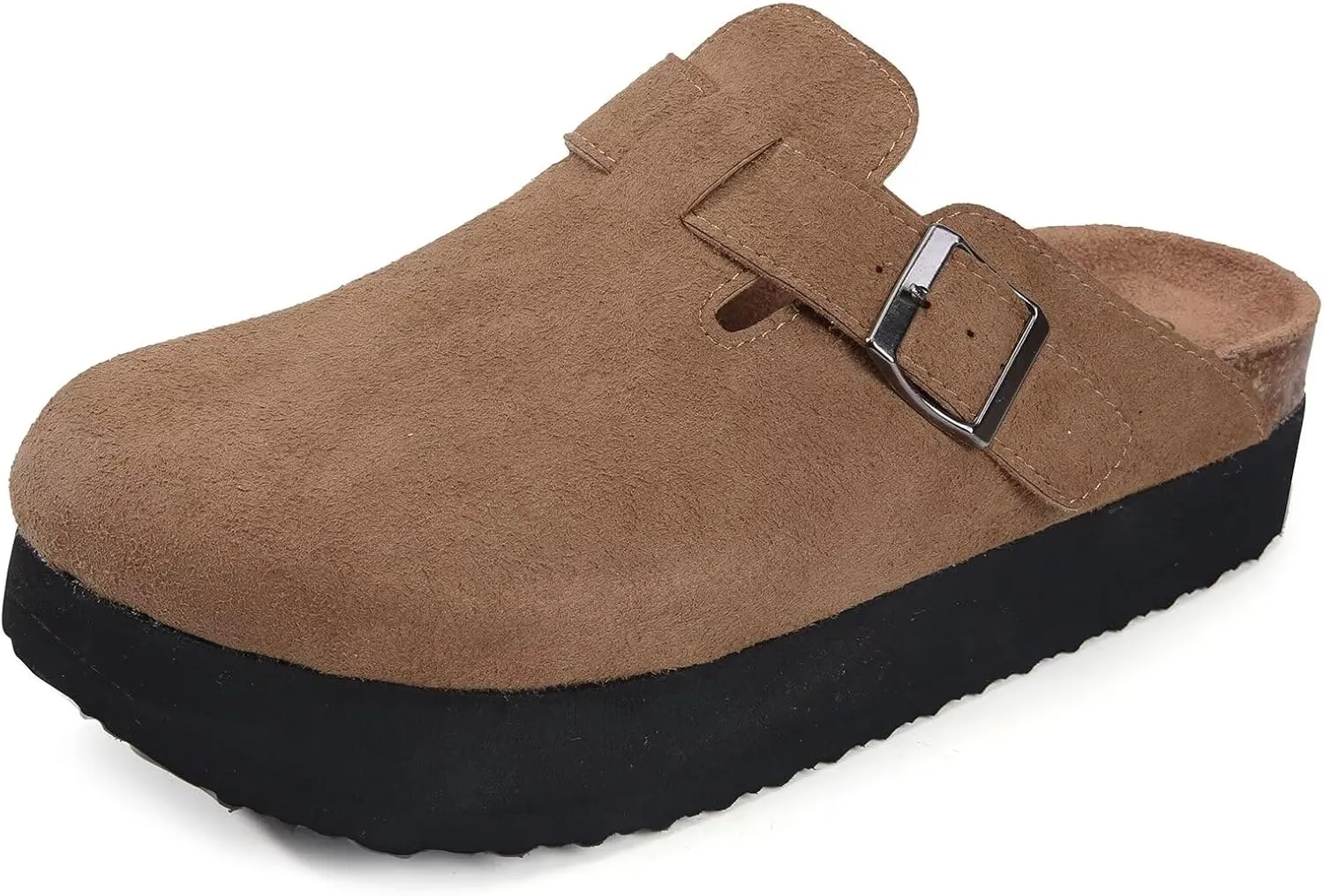 Torotto Womens Clogs Cork Footbed Suede Slippers Arch Support Potato Shoes with Adjustable Buckle