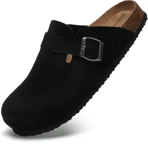 Torotto Womens Mens Clogs Cork Footbed Suede Slippers Arch Support Potato Shoes with Adjustable Buckle