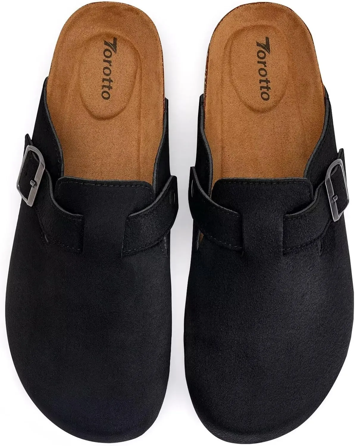 Torotto Womens Mens Clogs Cork Footbed Suede Slippers Arch Support Potato Shoes with Adjustable Buckle