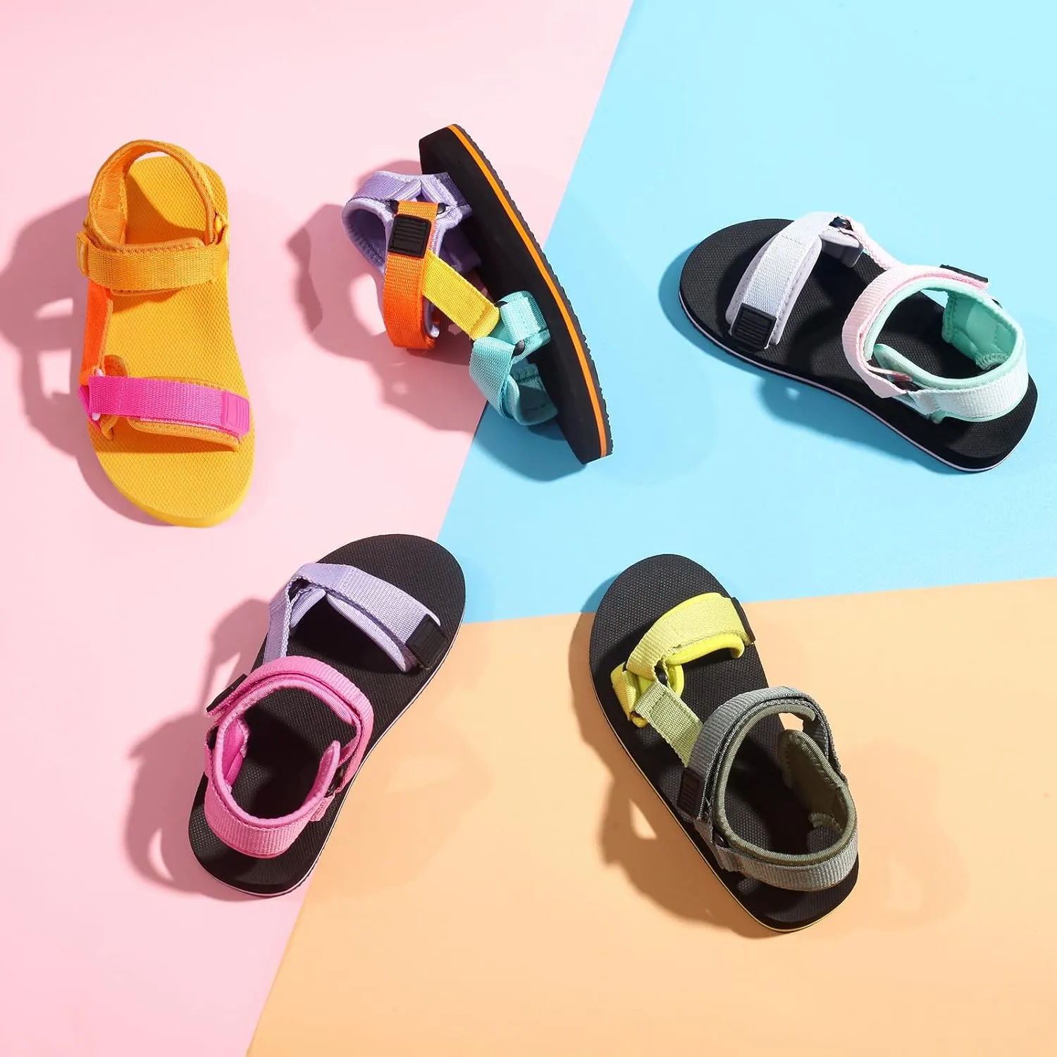 Unisex-Child Big Kids Sandals Adjustable Straps Slip on Athletic Sandals Outdoor Casual Shoes