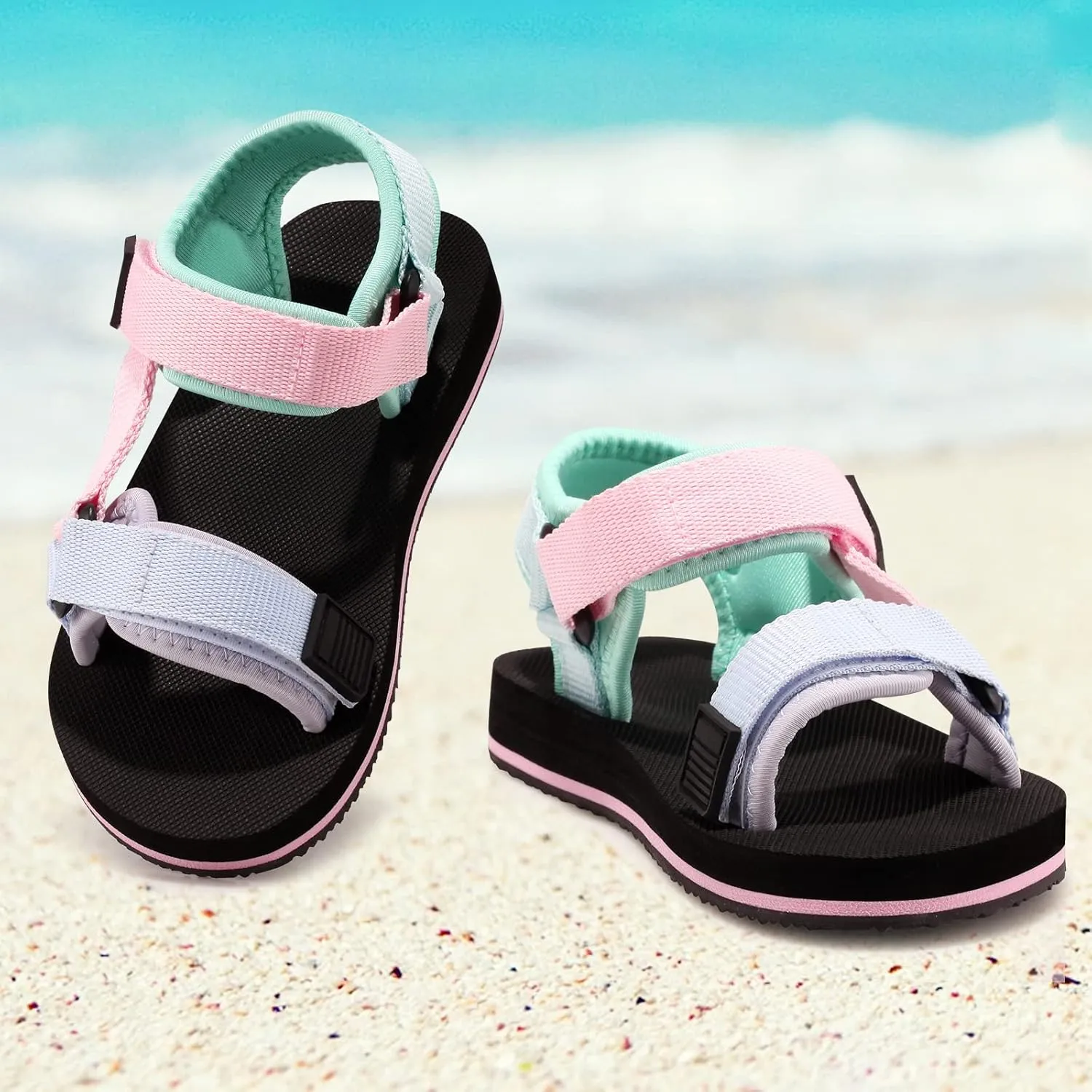 Unisex-Child Big Kids Sandals Adjustable Straps Slip on Athletic Sandals Outdoor Casual Shoes