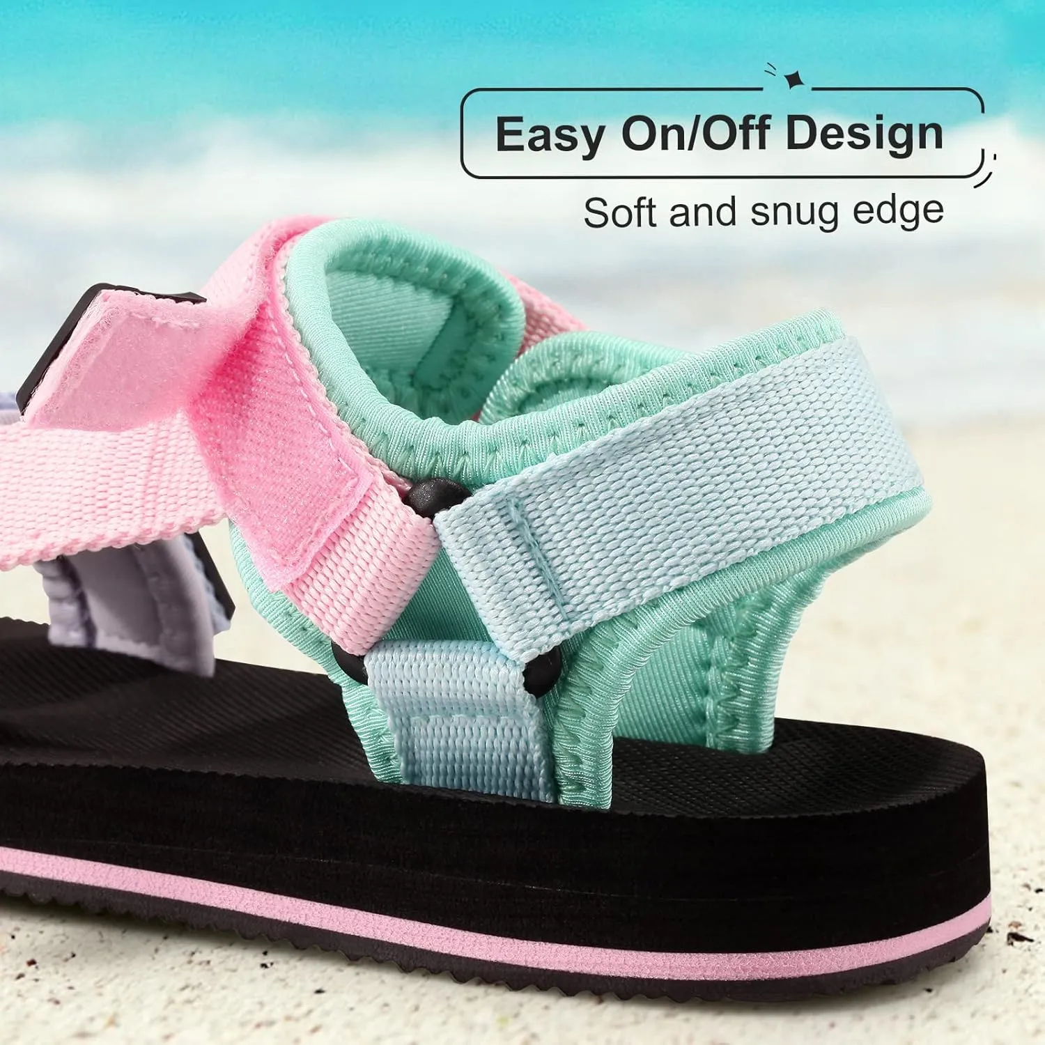 Unisex-Child Big Kids Sandals Adjustable Straps Slip on Athletic Sandals Outdoor Casual Shoes