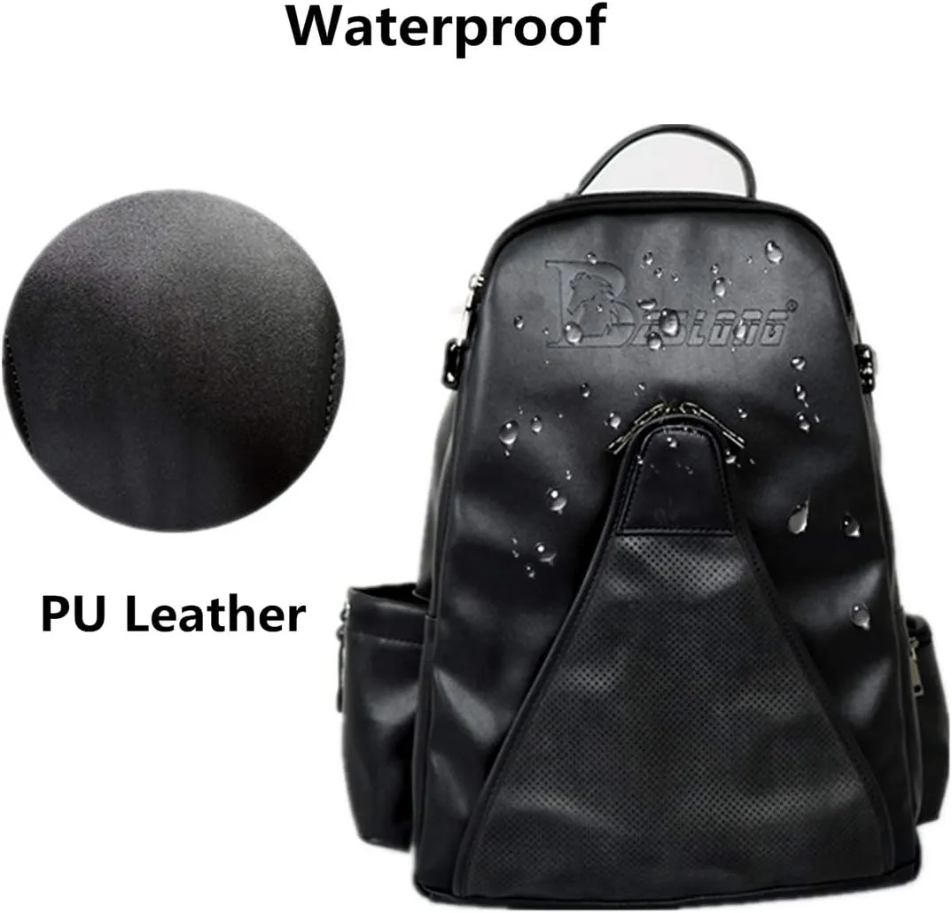 UNISTRENGH Professional Equestrian Backpack with Concealed Mesh Helmet Holder Waterproof Horse Riding Boots Bag (Black(PU))