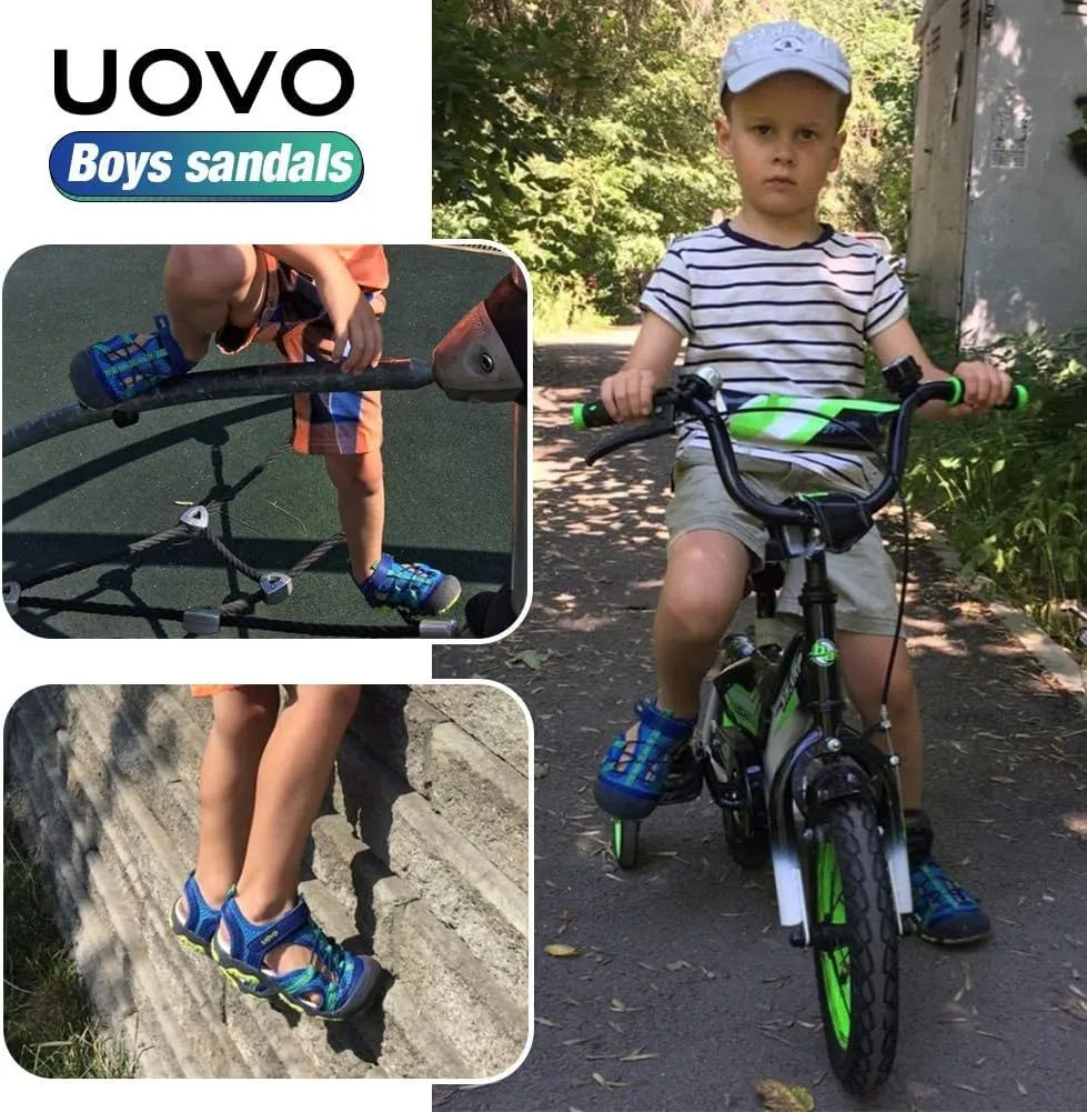 UOVO Boys Girls Summer Water Sandals Closed Toe Lightweight Outdoor Sport Shoes(Toddler/Little Kid/Big Kid)