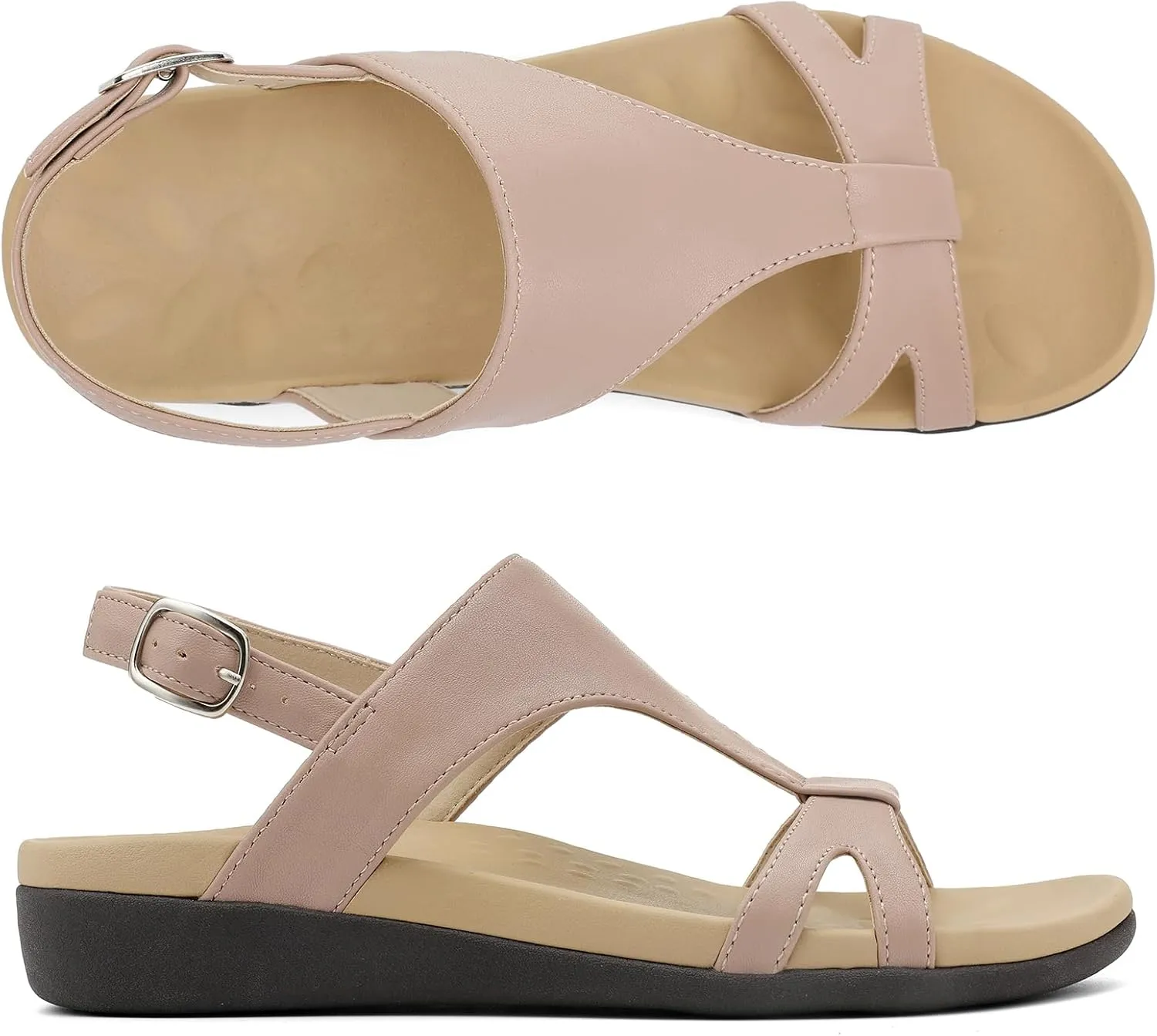 UTENAG Women's Comfortable Arch Support Walking Flat Sandals