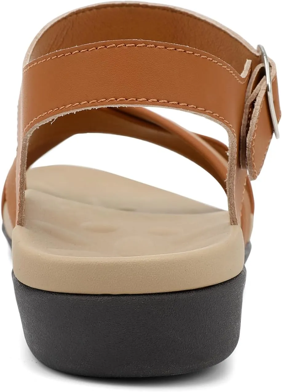 UTENAG Women's Comfortable Walking Flat Sandals Arch Support Ankle Strap Strappy Sandals