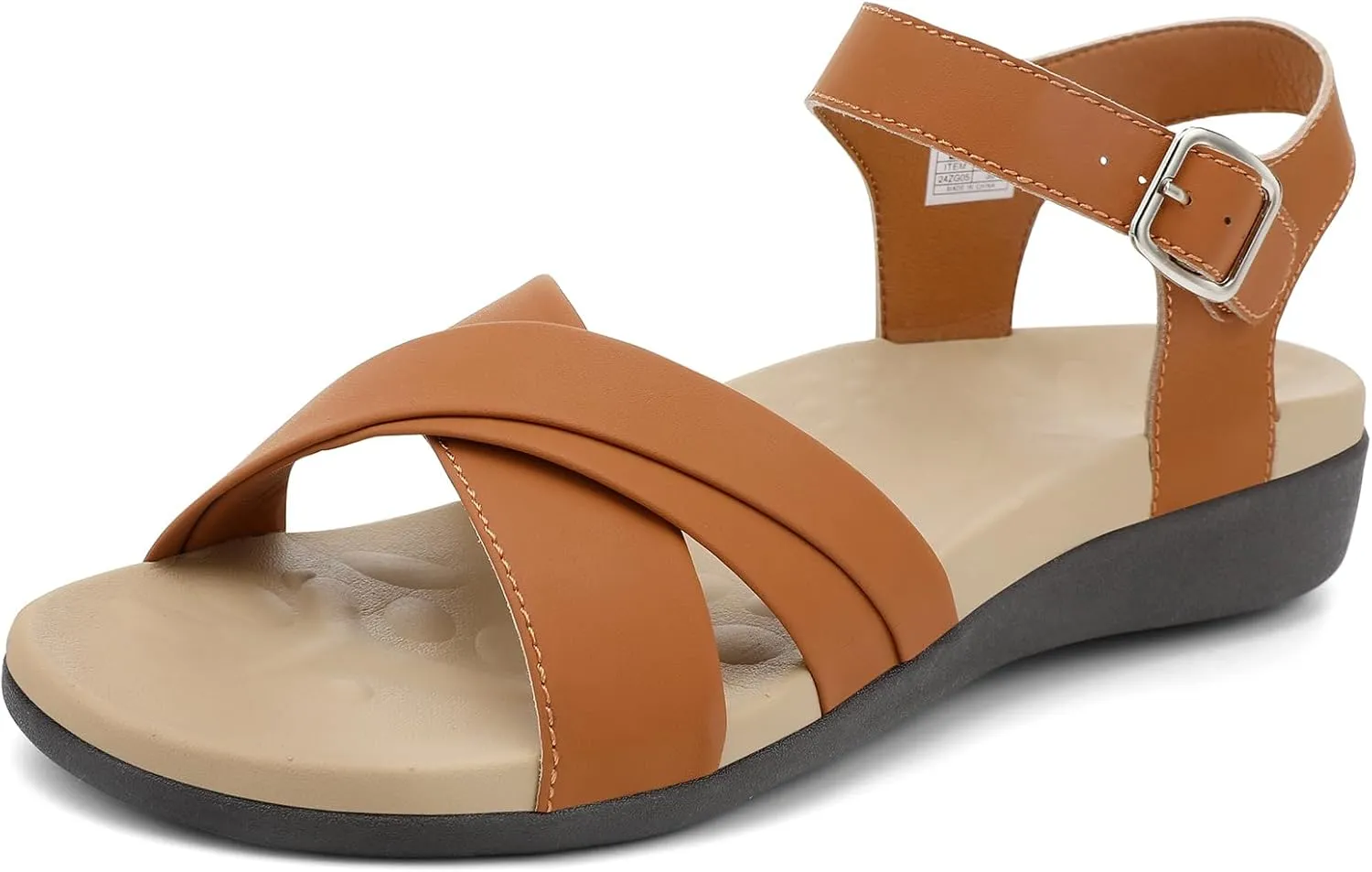 UTENAG Women's Comfortable Walking Flat Sandals Arch Support Ankle Strap Strappy Sandals