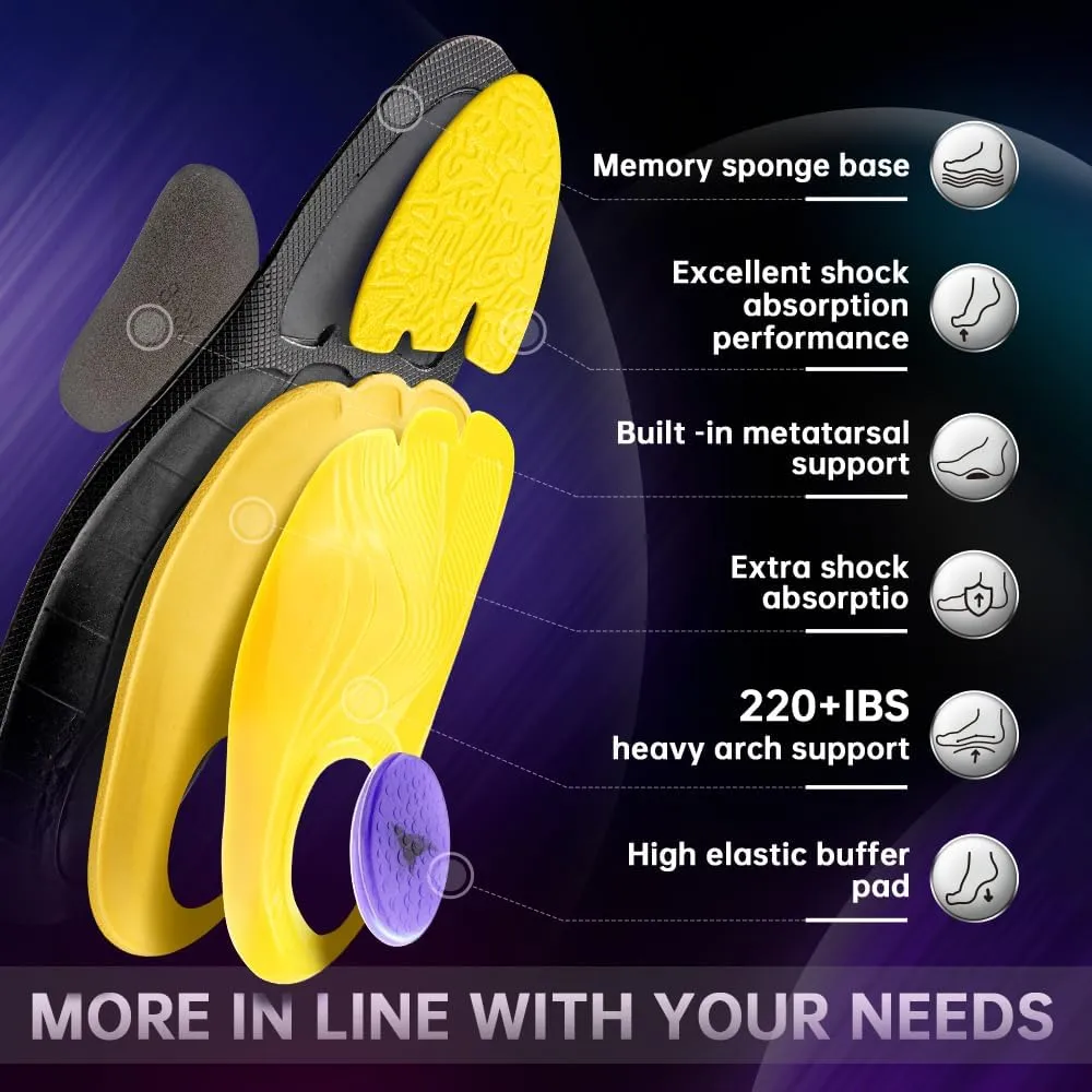 VALSOLE Heavy Duty Support Pain Relief Orthotics - 220  lbs Plantar Fasciitis High Arch Support Insoles for Men Women, Flat Feet Orthotic Insert, Work Boot Shoe Insole, Absorb Shock with Every Step
