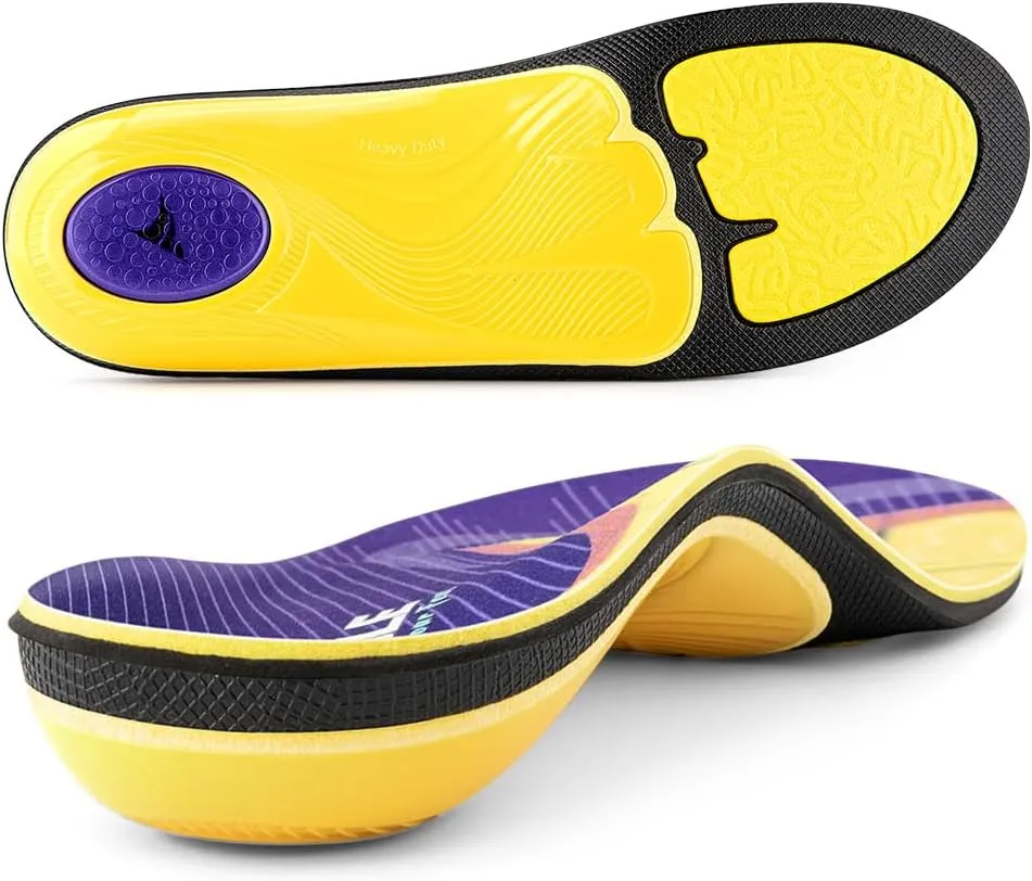 VALSOLE Heavy Duty Support Pain Relief Orthotics - 220  lbs Plantar Fasciitis High Arch Support Insoles for Men Women, Flat Feet Orthotic Insert, Work Boot Shoe Insole, Absorb Shock with Every Step