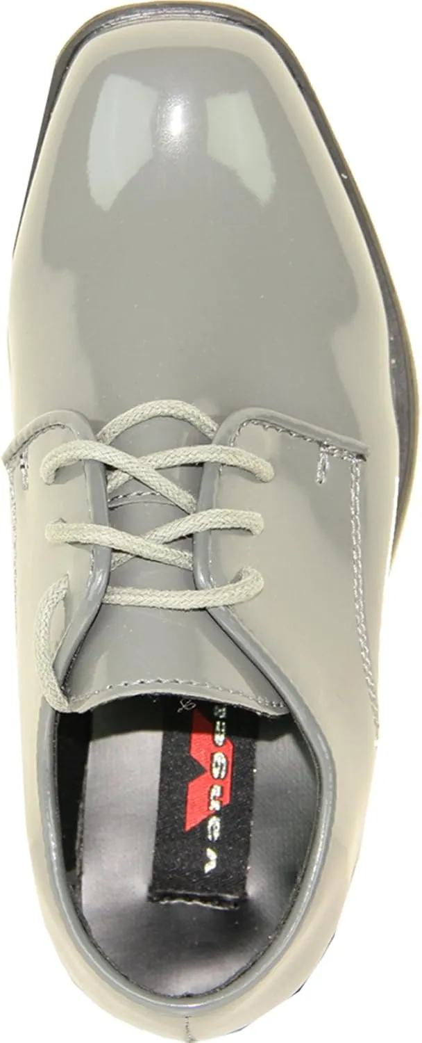 VANGELO Boy Kid Dress Shoe Oxford Lace Up Loafer Slip On Tuxedo Shoes for Prom, Uniform, Wedding Formal Events Size from Toddler to Big Kid