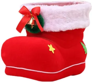 VECES 1pc Christmas Candy Boots Basket Decor Basket Filler Knitting Gifts Christmas Goodie Bags Candy Shoes for Christmas Xmas Stocking Christmas Kids Candy Holder Santa Claus Gift Boots