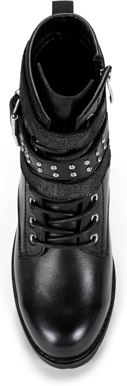 Vepose Women's Ankle Boots, Combat Lace up Booties with Inside Zipper