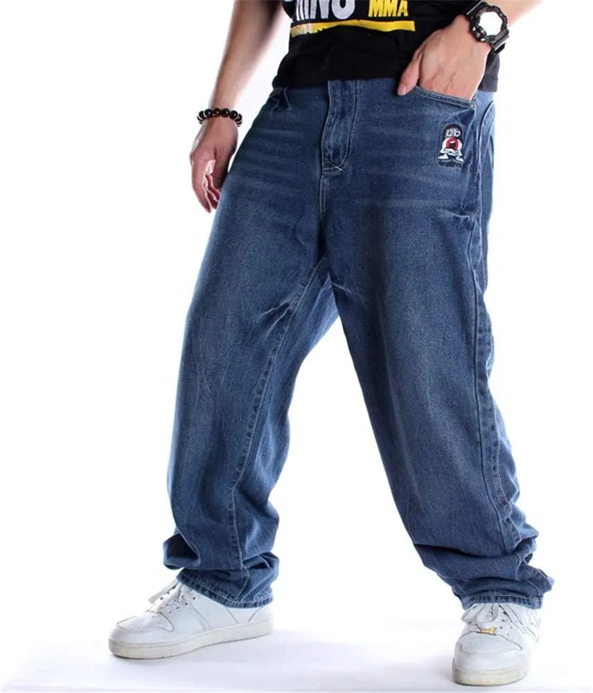 Veroders Men's Baggy Hip Hop Blue Jeans Loose Skateboard Pants Straight Baggy Skater Jeans for Men