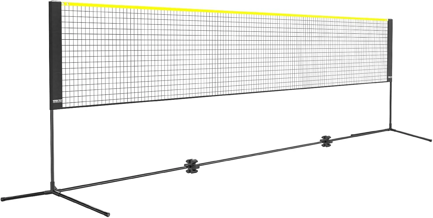 VEVOR Badminton Net, Height Adjustable Volleyball Net, Wide Foldable Pickleball Net, Portable Easy Setup Tennis Net Set with Poles, Stand and Carry Bag, for Kids Backyard Game Indoor Outdoor Use