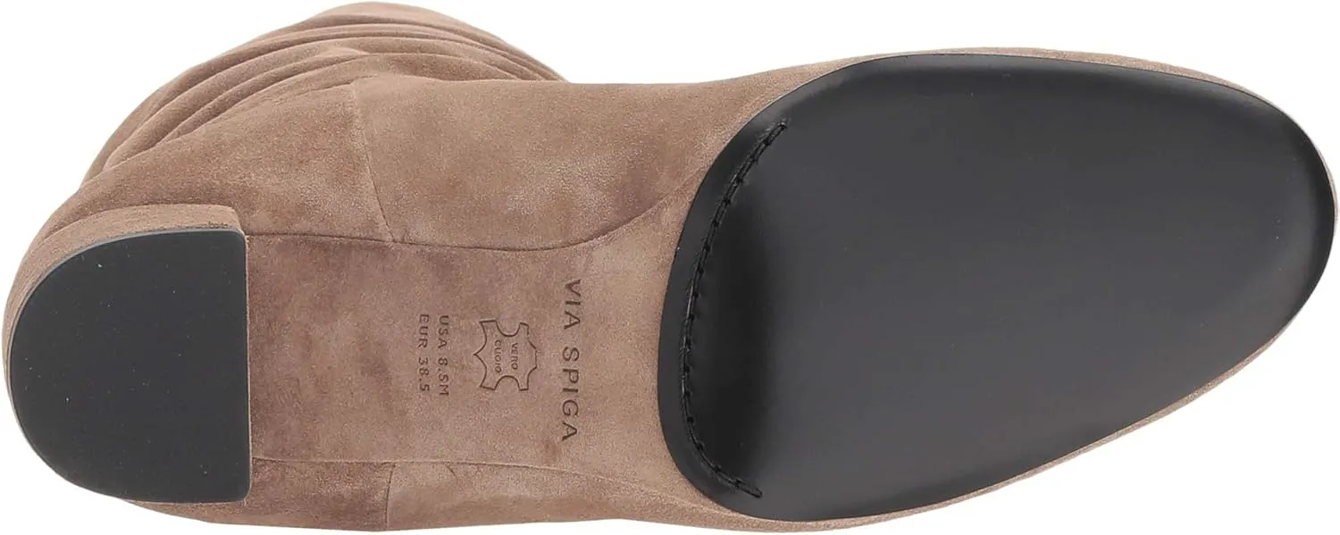 VIA SPIGA Womens V-Naren Leather Ruched Mid-Calf Boots