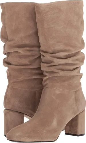 VIA SPIGA Womens V-Naren Leather Ruched Mid-Calf Boots