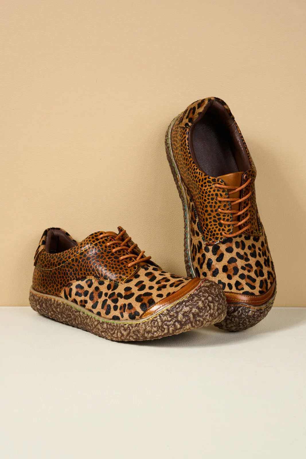 Vicconfy | Justeena Animal Pattern Leather Outdoor Sneaker
