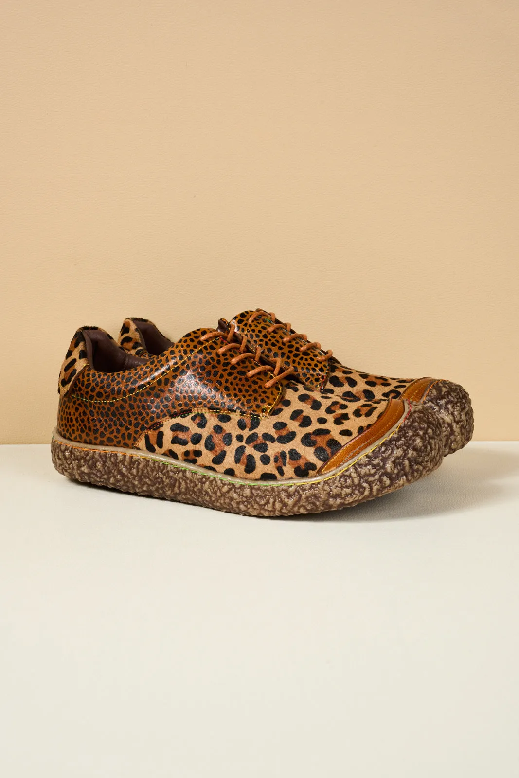 Vicconfy | Justeena Animal Pattern Leather Outdoor Sneaker