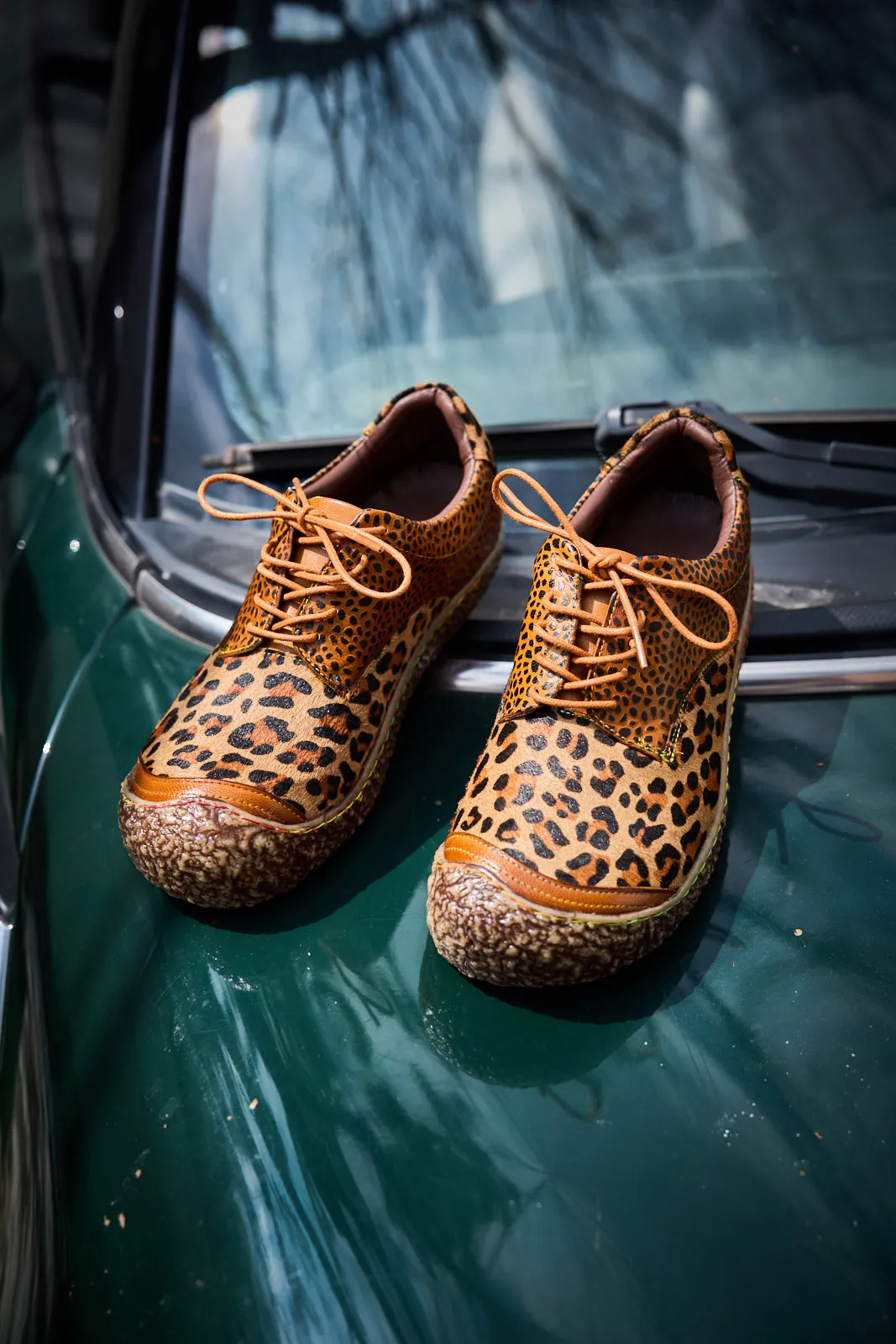 Vicconfy | Justeena Animal Pattern Leather Outdoor Sneaker