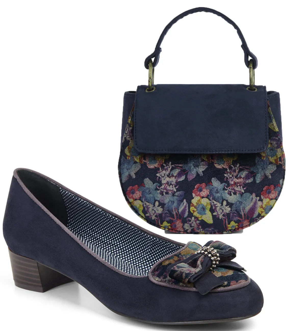 Victoria Navy Blue Loafer & Matching Acapulco Bag by Ruby Shoo