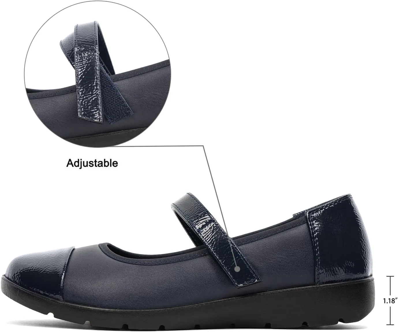 VJH confort Women’s Mary Jane Flats Comfortable Round Toe Arch Support Walking Shoes