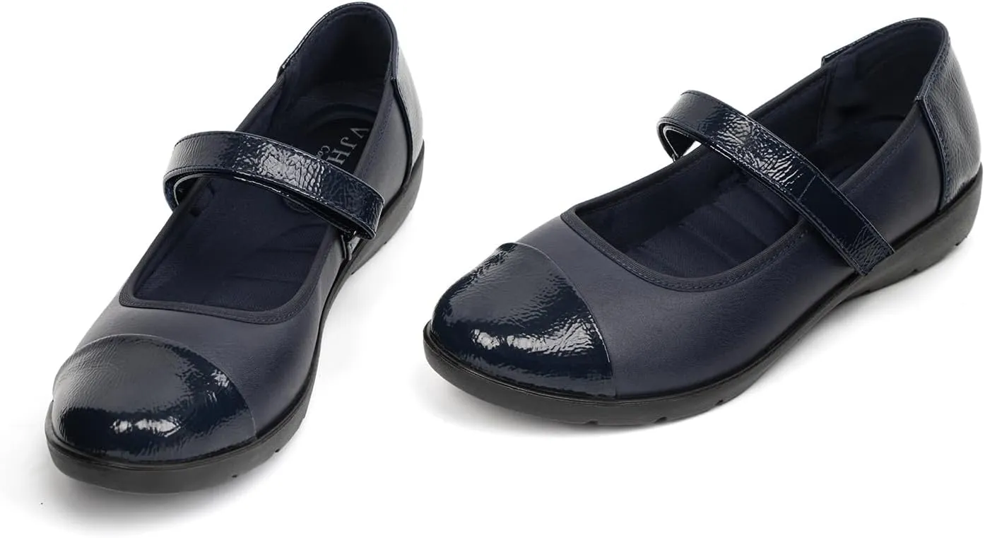 VJH confort Women’s Mary Jane Flats Comfortable Round Toe Arch Support Walking Shoes