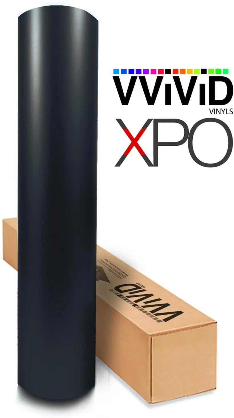 VViViD Satin Flat Matte Stealth Jet Black 5ft Vinyl Wrap Roll with Air Release Technology (5ft x 20ft)
