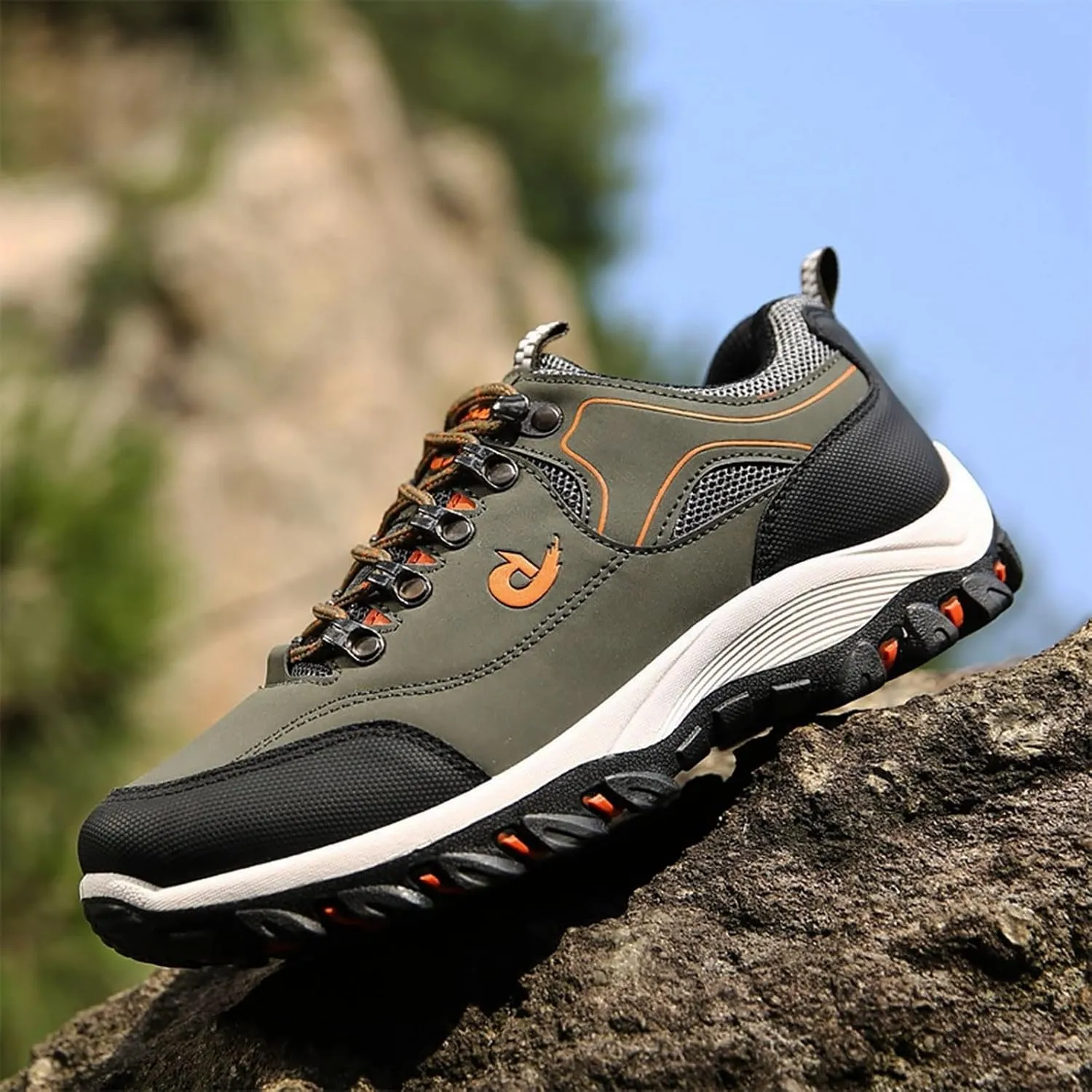 Walking Sneakers Men's Hiking Shoes Non-Slip Trekking Trail Shoes Lightweight Breathable Outdoor Shoes Extra Wide