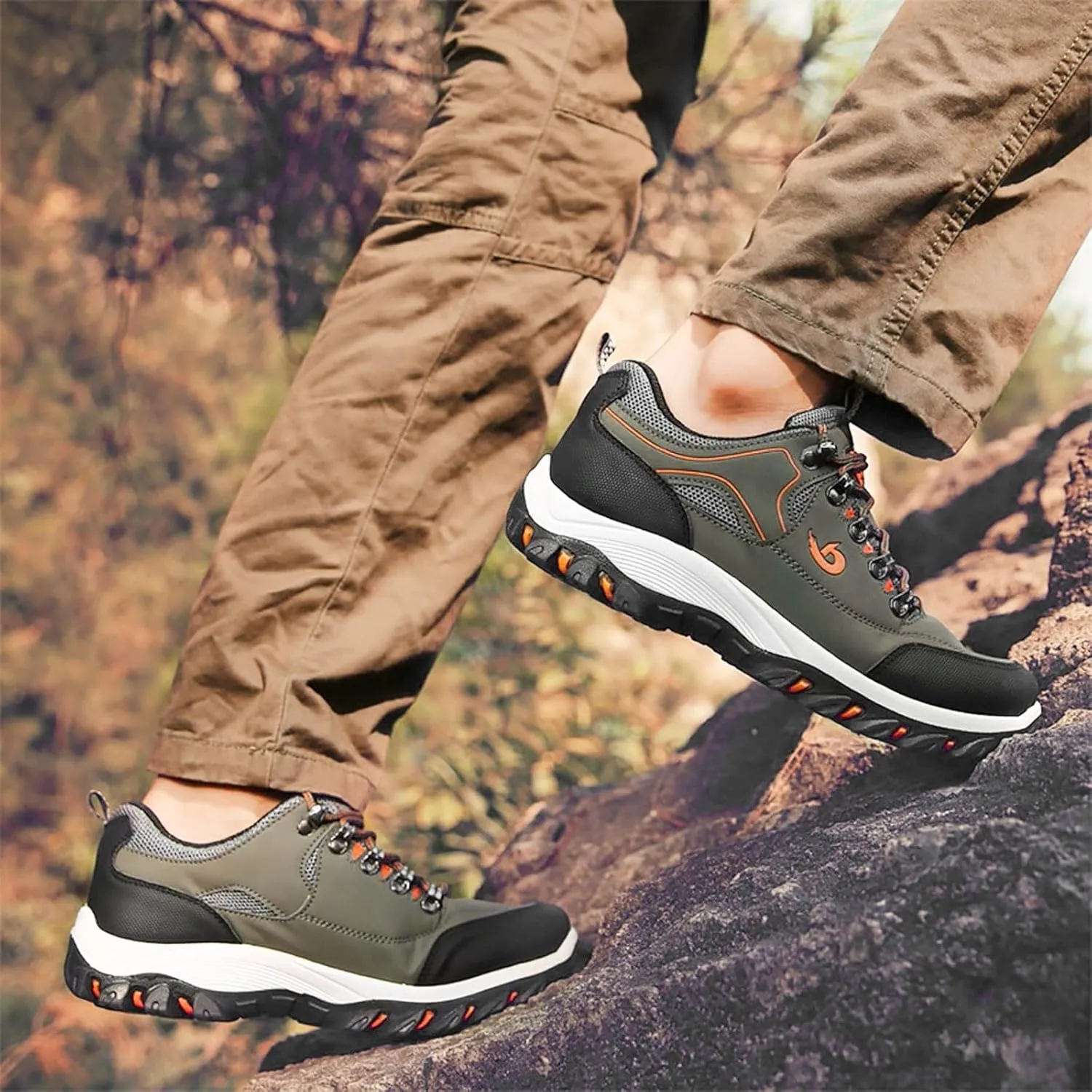 Walking Sneakers Men's Hiking Shoes Non-Slip Trekking Trail Shoes Lightweight Breathable Outdoor Shoes Extra Wide