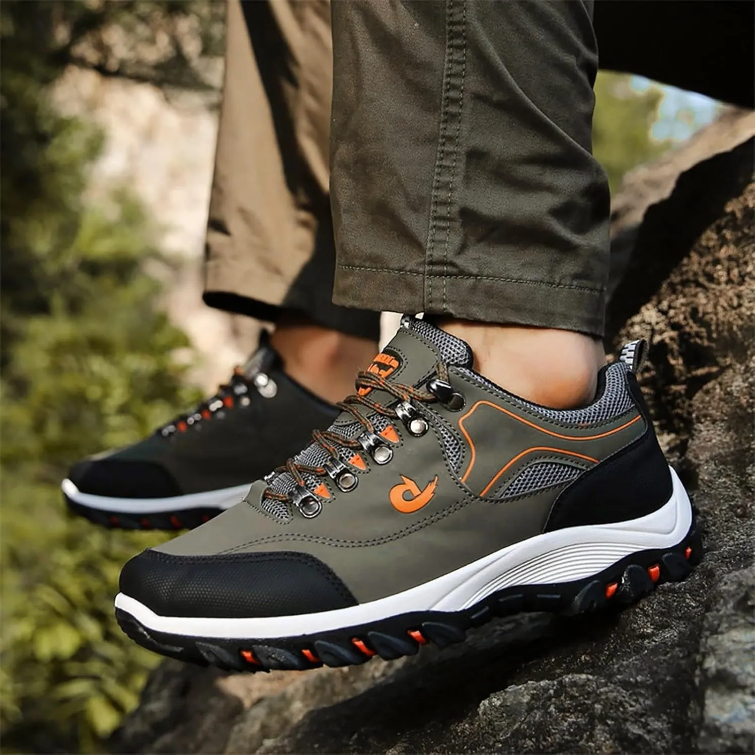 Walking Sneakers Men's Hiking Shoes Non-Slip Trekking Trail Shoes Lightweight Breathable Outdoor Shoes Extra Wide
