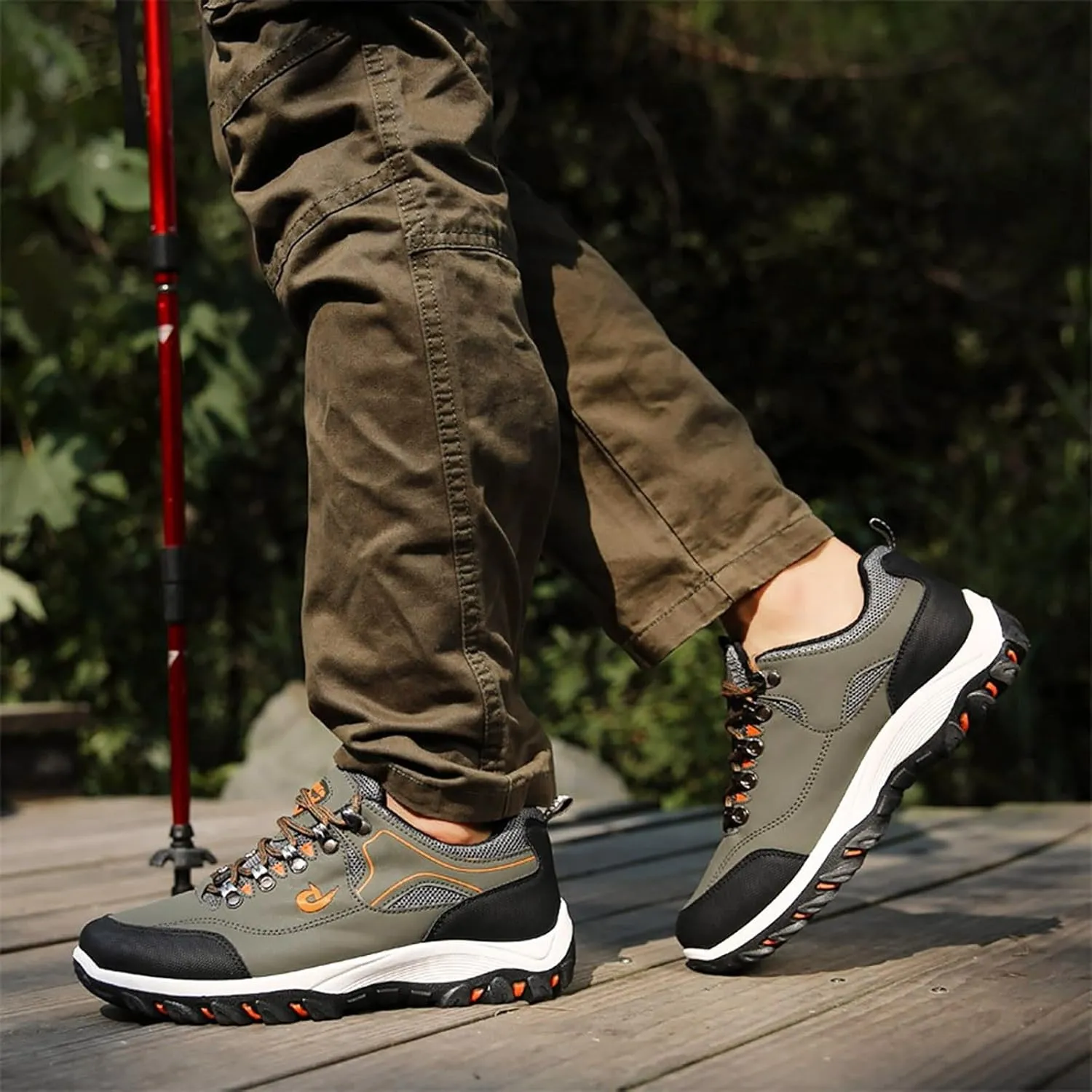 Walking Sneakers Men's Hiking Shoes Non-Slip Trekking Trail Shoes Lightweight Breathable Outdoor Shoes Extra Wide