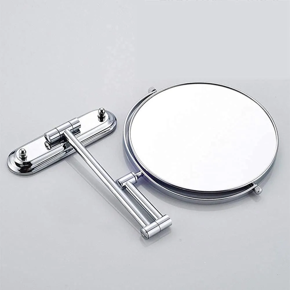 Wall Mounted Makeup Mirror,Double Sided Vanity Magnifying Vanity Mirror,360 Degree Swivel,Extendable Arm,Round,No Light(8in,7X)