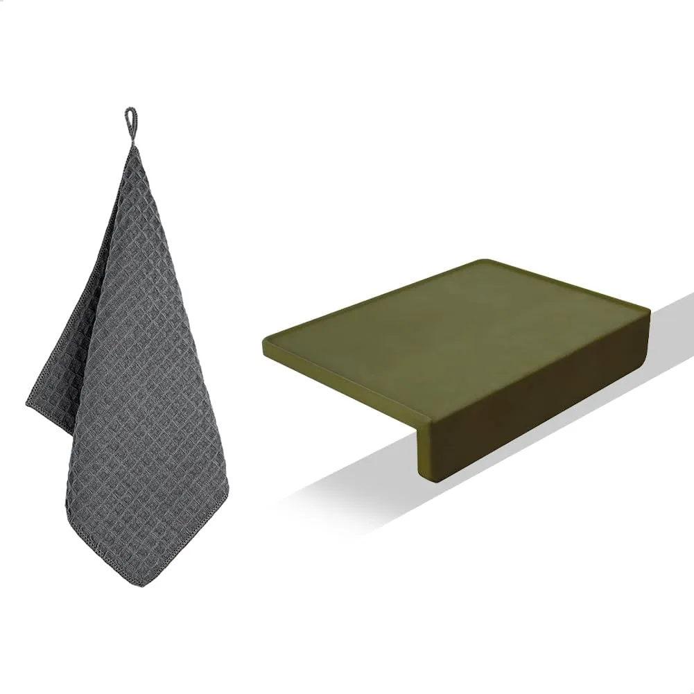 watchget Espresso Tamping Mat, Coffee Tamper Mat, Olive Silicone Food Grade Pad, 8Inch X 6Inch Coffee Tamp Station, Espresso Accessory, Dustproof Waterproof and Heat Resistant