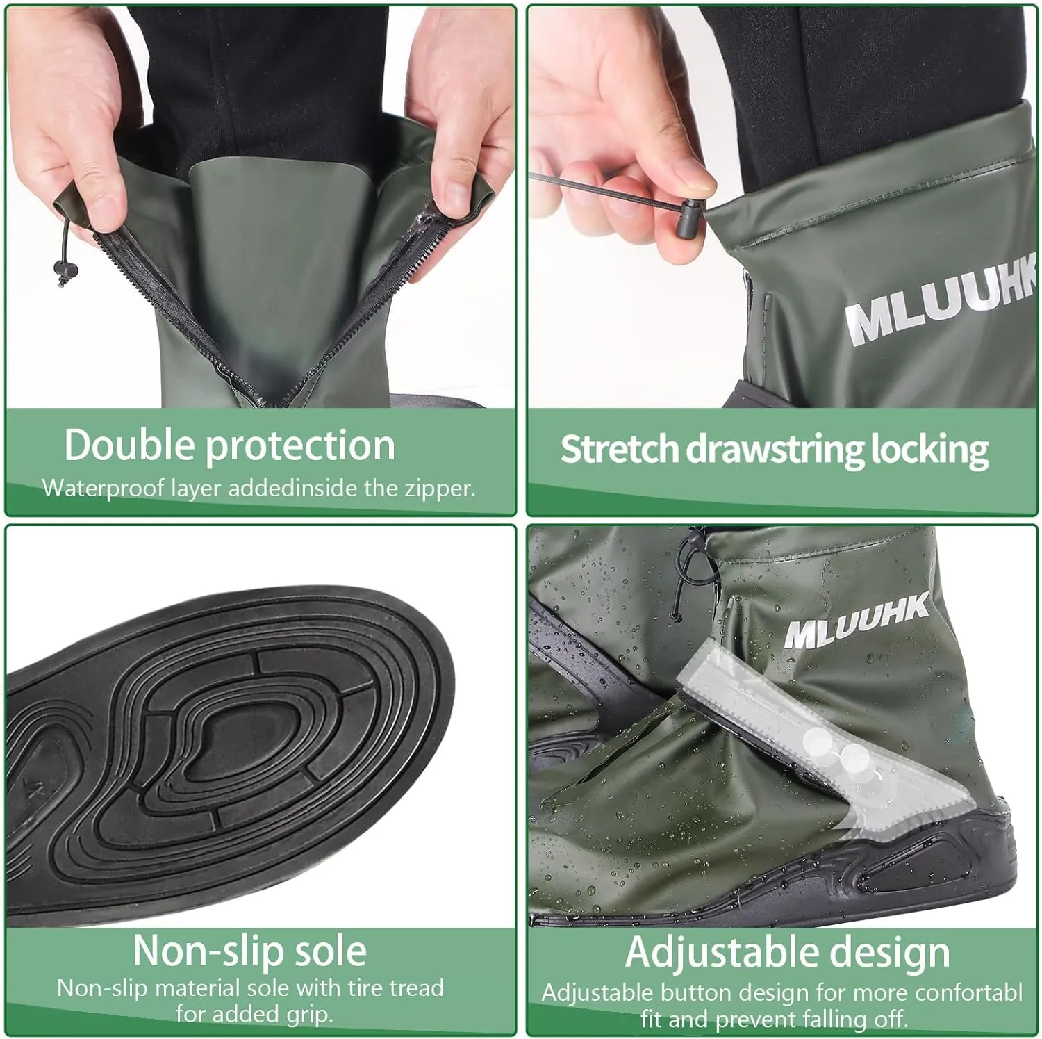 Waterproof Boot Covers, Reusable Rain Shoe Covers Non-Slip Waterproof Shoes Boots for Outdoor Cycling Camping Fishing Travel