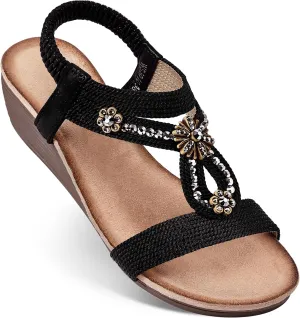 Wedge Sandals for Women Dressy - Summer Platform Comfortable Walking Open Toe Ankle Strap Womens Low Wedges Sandal