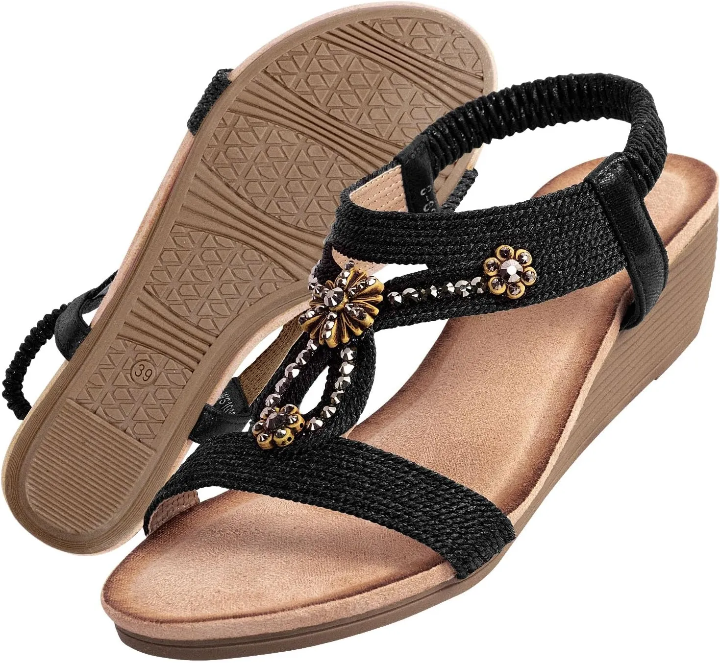 Wedge Sandals for Women Dressy - Summer Platform Comfortable Walking Open Toe Ankle Strap Womens Low Wedges Sandal