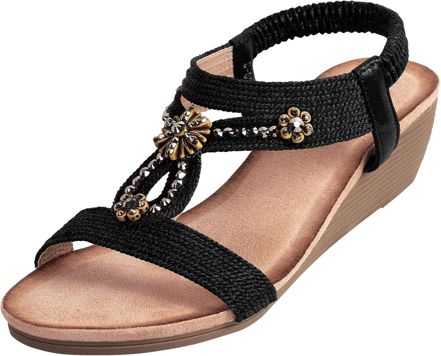 Wedge Sandals for Women Dressy - Summer Platform Comfortable Walking Open Toe Ankle Strap Womens Low Wedges Sandal