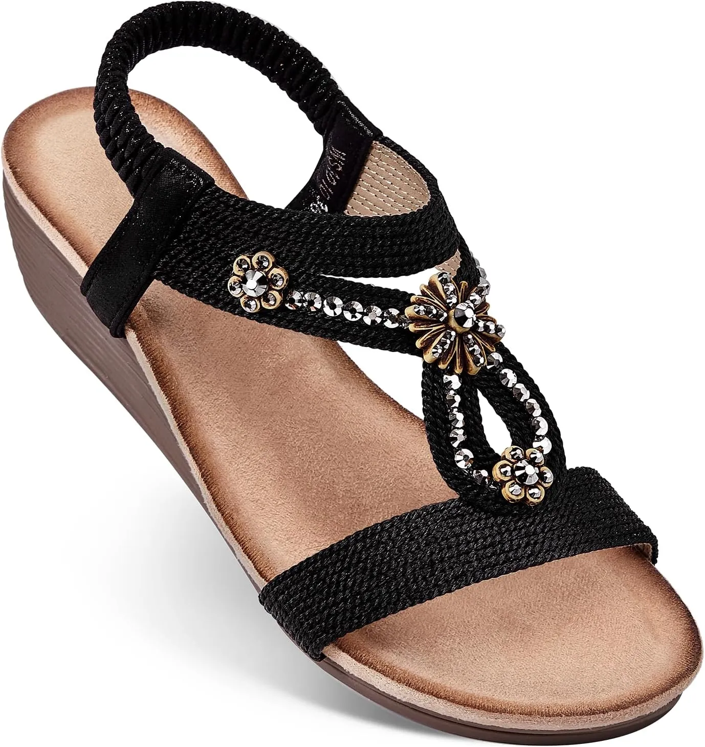 Wedge Sandals for Women Dressy - Summer Platform Comfortable Walking Open Toe Ankle Strap Womens Low Wedges Sandal